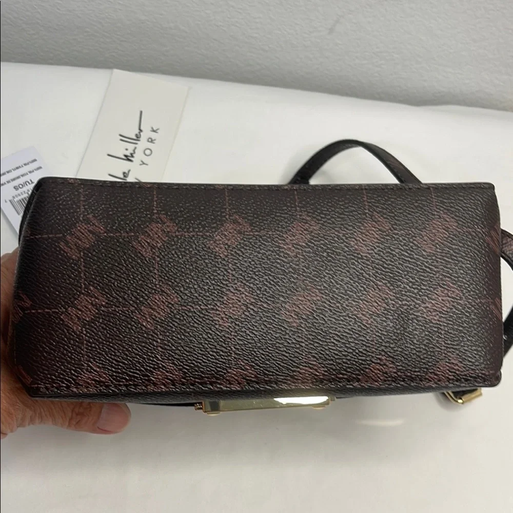 Nicole Miller Brown and Gold Crossbody Bag with Elegant Chain Strap NWT